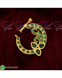 N19508 Nose Ring Designs Online Screw Lock Non Pierced AD Emerald Green Stones