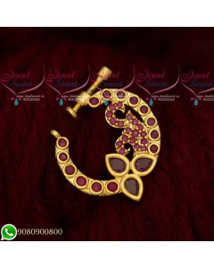 N19509 Nose Ring Designs Ruby Stones Online Screw Lock Non Pierced 