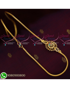 C19712 Floral Design Mugappu Thali Kodi Chain South Indian Jewellery Daily Wear Collecions Online