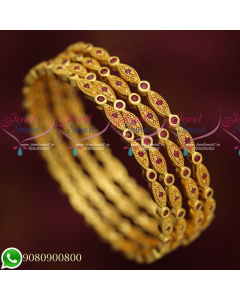 B19729 Latest Designs Traditional Bangles 4 Pieces Set AD Stones Imitation Jewellery Collections Online