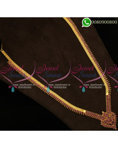Long Necklace South Indian Ruby Stones Jewellery Online NL19930