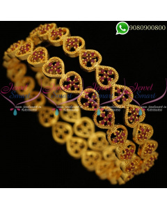 Gold Plated Bangles South Jewellery Designs Ruby Stones B20295