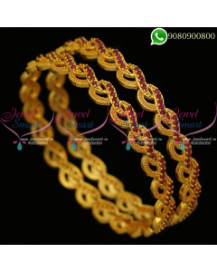 Gold Plated Bangles Stylish Design Artificial Jewellery Collections B20296