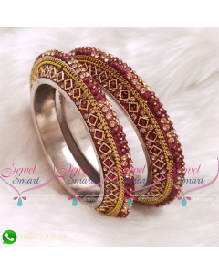Maroon Colour Lac Bangles Handmade Brass Base Matching Jewellery B20513