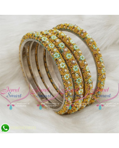 Lac Bangles Pista Green Colour Indian Jewelry 4 Pieces Set Matching B18679