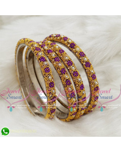 Violet Colour Lac Bangles Dress Matching Indian Jewellery Online B18682