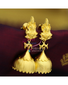 Gold Mat Finish Plated Temple Laxmi Earrings Jhumka Online Fashion Jewellery