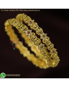 Elegant Temple Design Bangles in Antique Gold - Wholesale Prices, Unparalleled Craftsmanship B26319