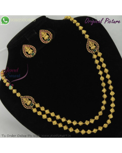 Temple Design Layered Long Necklace Set – Traditional Gold Replica Jewellery NL27298
