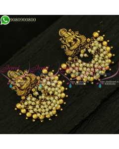 Temple Jewellery Chandbali Earrings Pearl Beads Designed Designs