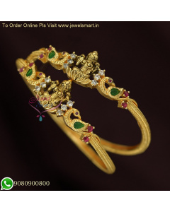 Temple Kada Elegance: Latest Low Price Antique Gold Bangles - Trending Jewelry Designs B26167