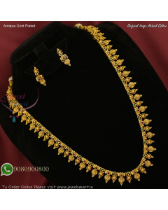 Antique Gold Plated Traditional Lakshmi Design Temple Necklace Set with Earrings NL27466