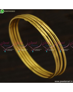 Thin Delicate 2 MM Plain Gold Covering Bangles For Daily Wear Online B23661