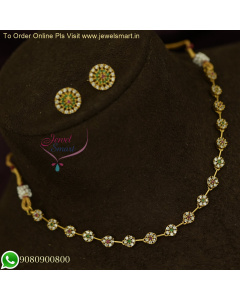 Elegance Redefined: Thin Delicate Fancy Necklace Set with Semi-Precious Stones at Unbelievable Prices NL26314