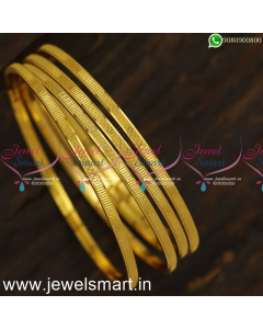 Thin Light Weight Valayal Set of 4 Gold Kangan Design Gajulu Models Newest Online B24014