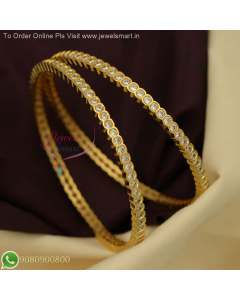 Thin Round American Diamond Stone Gold Plated Bangles – Traditional Design in Many Colour Options B27133
