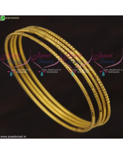 Thin Smooth Finish 4 Pieces Set Bangles Gold Plated Daily Wear Elegant Jewellery B21663