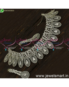 Thoranam Inspired Vibrant Diamond Choker Necklace Design Rose Gold Silver Bridal Jewellery NL24079