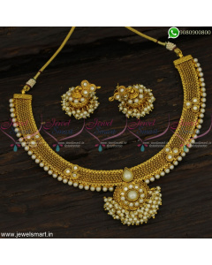 Tidy Finish Antique Fashion Jewellery Low Price High Gold Plated Necklace Jhumkas NL22840
