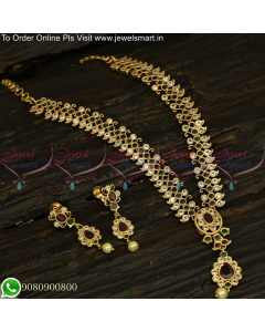 Traditional Gold Plated Necklace Designs South Indian Micron Covering NL25116
