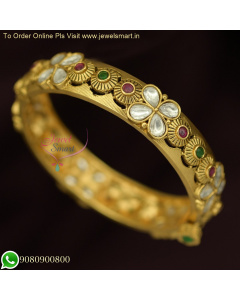 Trending Gold Bangles Design with Kundan Stones - Real-Like Jewelry B25155