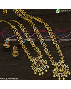Trendy Fashion Jewellery Set For Wedding Short and Long Gold Necklace Combo NL22318
