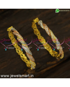 Twisted CZ Designer Bali Earrings Replica of Diamond Jewellery Online ER24474