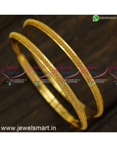 Twisted Jelebi Line Gold Bangles Design For Daily Use Alternate Cut Front B24558