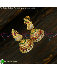 Unique Design Peacock Jhumkas Latest Gold Plated Jewellery J25206