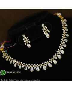 Elegant Victorian CZ Necklace Set with Matching Earrings | Multiple Colour Options | Diamond Look Jewellery NL29398