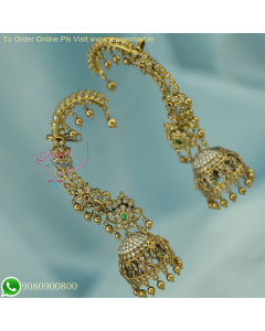 Modern Elegance Meets Victorian Charm: Oxidized Bluetooth Full Ear Jhumka Earrings  J26316