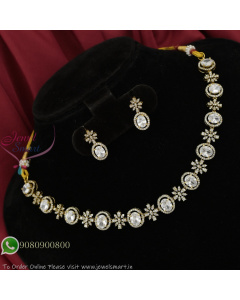 Victorian Style CZ Necklace Set with Sparkling White Stones – Elegant Party Wear Jewellery for Women NL27406