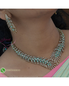 Victorian Style Designer Necklace Set With Earrings | Multi-Colour Options | Real Diamond Look Jewellery NL29397