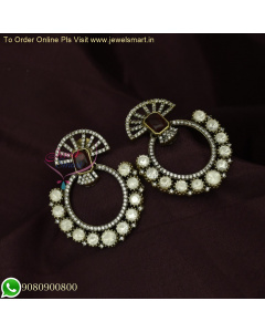 Victorian Style Oxidized Big CZ Ear Studs – Brilliant Diamond-Like Sparkle ER26137
