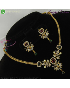 Victorian Style Oxidized Leaf Design Necklace Set – Affordable CZ Jewellery NL27297