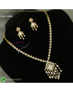 Wow Stone Drops Necklace Set - Real Gold Jewellery Inspired Design with Earrings Nl26878