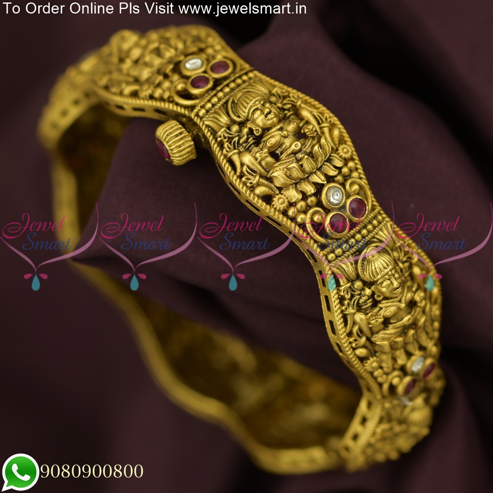 Divine Beauty Antique Gold Temple Jewellery Bangles for