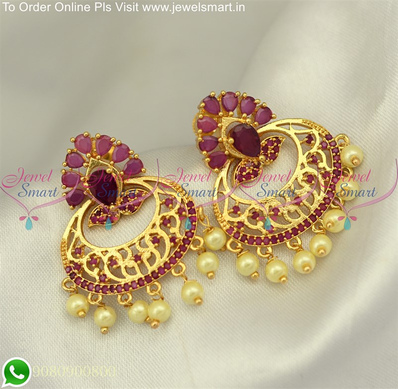 Round Shape Stone Stud Earrings Gold Plated Traditional Jewellery ER25185-megaelearning.vn