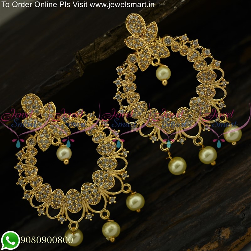 Ethnic Antique Gold Plated Big Kemp Lakshmi Ear Studs|Kollam Supreme