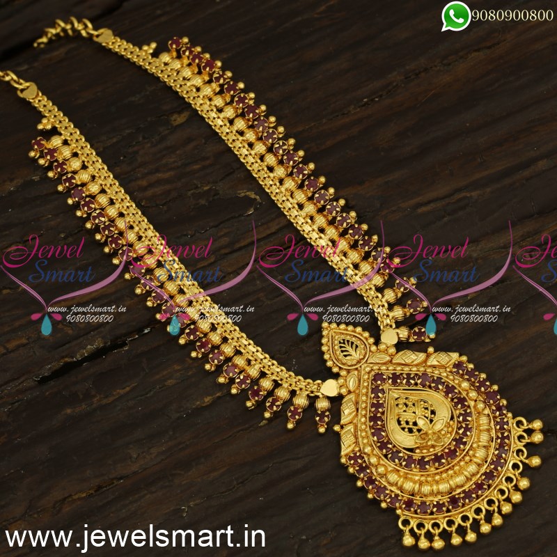 Kharbuja Beads Arumbu One Gram Gold Necklace Designs For Daily Wear NL24132