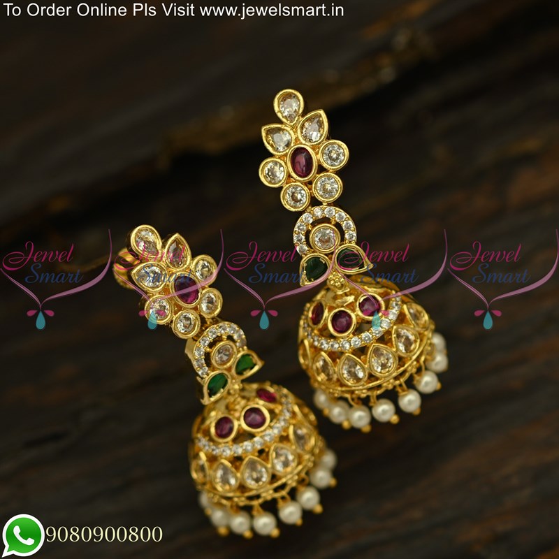 ZEVAR I Pearl  Kundan Big Jhumka Earrings  Zevar