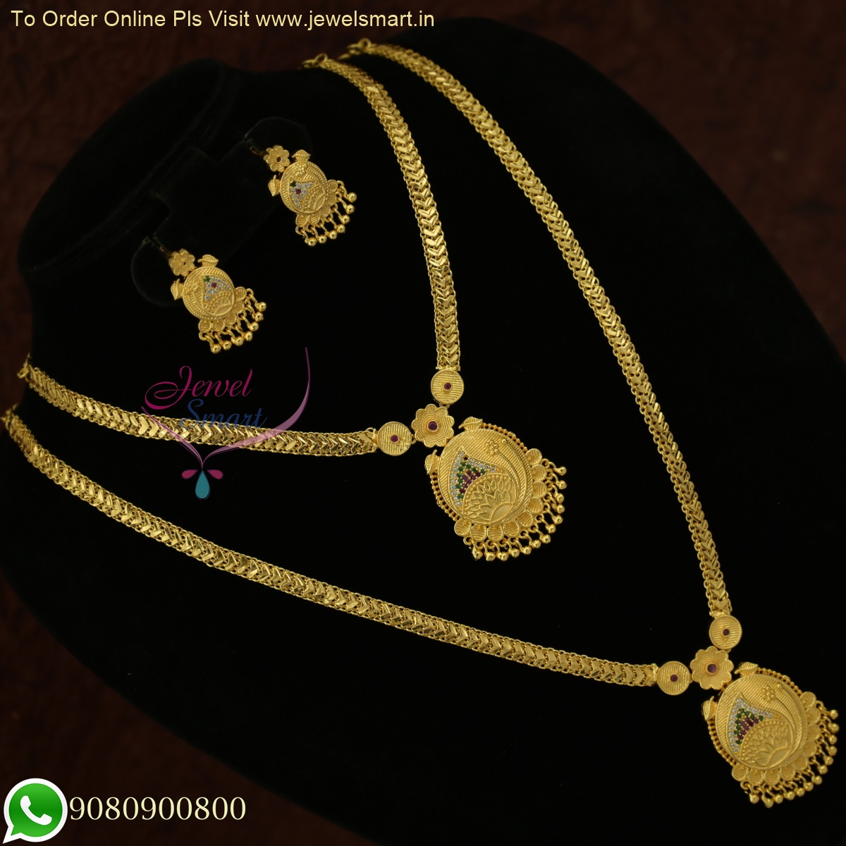 Long Gold Necklace & Short Chain Combo Set | South Screw Earrings |  Dazzling Color Life NL25917-Multi Colour