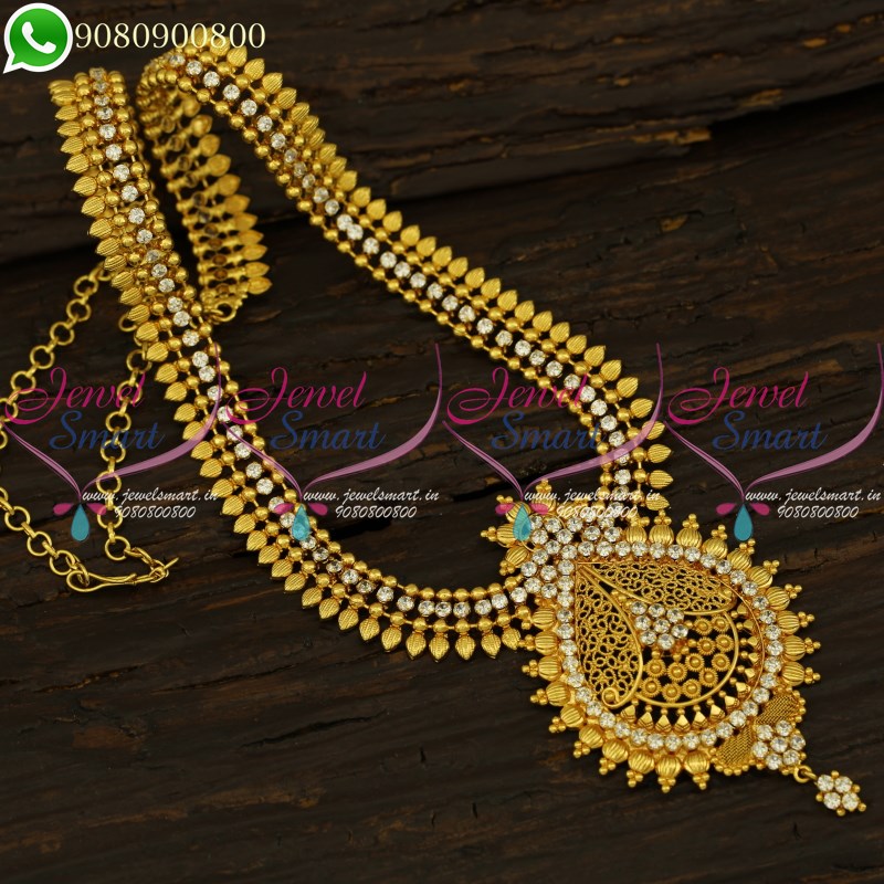 22k Gold Long Patta Haar Set - StBr24365 - 22K Indian Long necklace &  Earrings set, exclusively handcrafted with intricate filigree work. The s