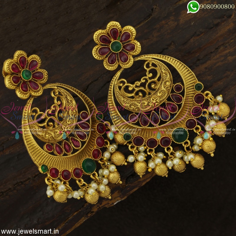 Gold Chandbali Earrings  Hirapanna Jewellers