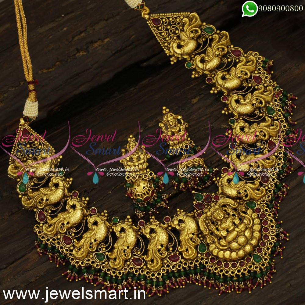 nagas gorgeous bridal temple jewellery antique gold necklace designs jewelsmart 24315 1 1