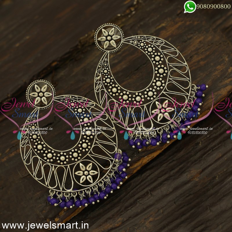 Pure Silver Oxidised Earrings With Blue Sapphires – WeaverStory