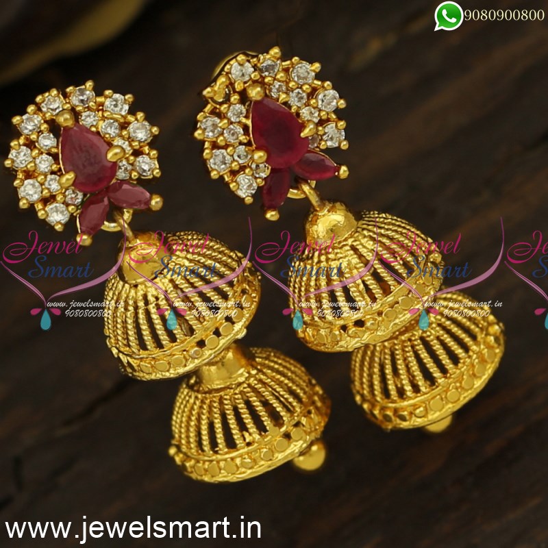 Buy Modern Ruby Stone bali Earrings Artificial Jewellery