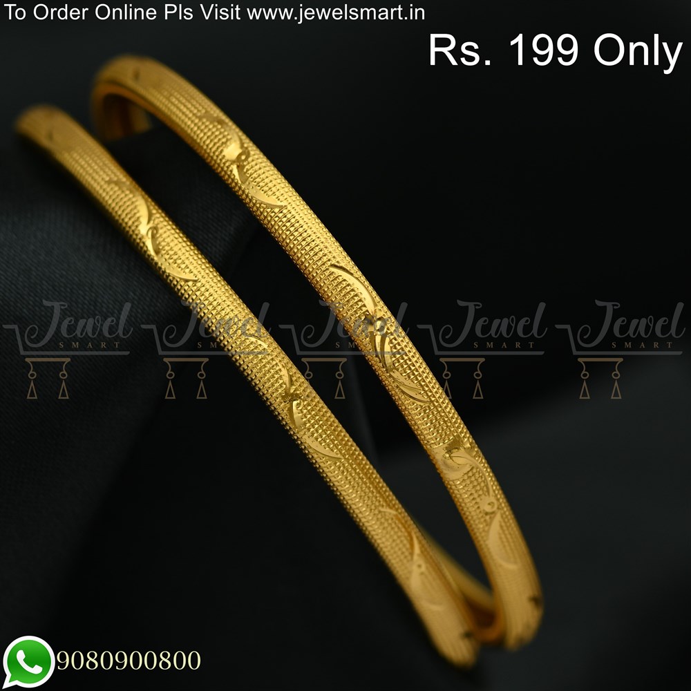 Super Thin Gold Bangles Design Copper Metal Daily Wear Jewellery ...