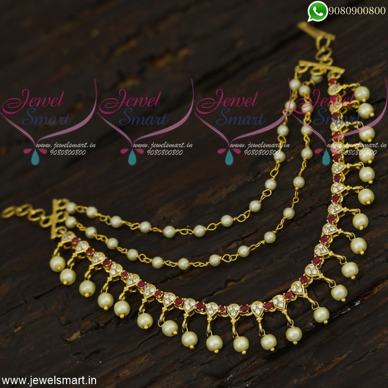 Bahubali Movie Style Ear Chains Accessories For Hair Pearl Jewellery  Collections EC22014