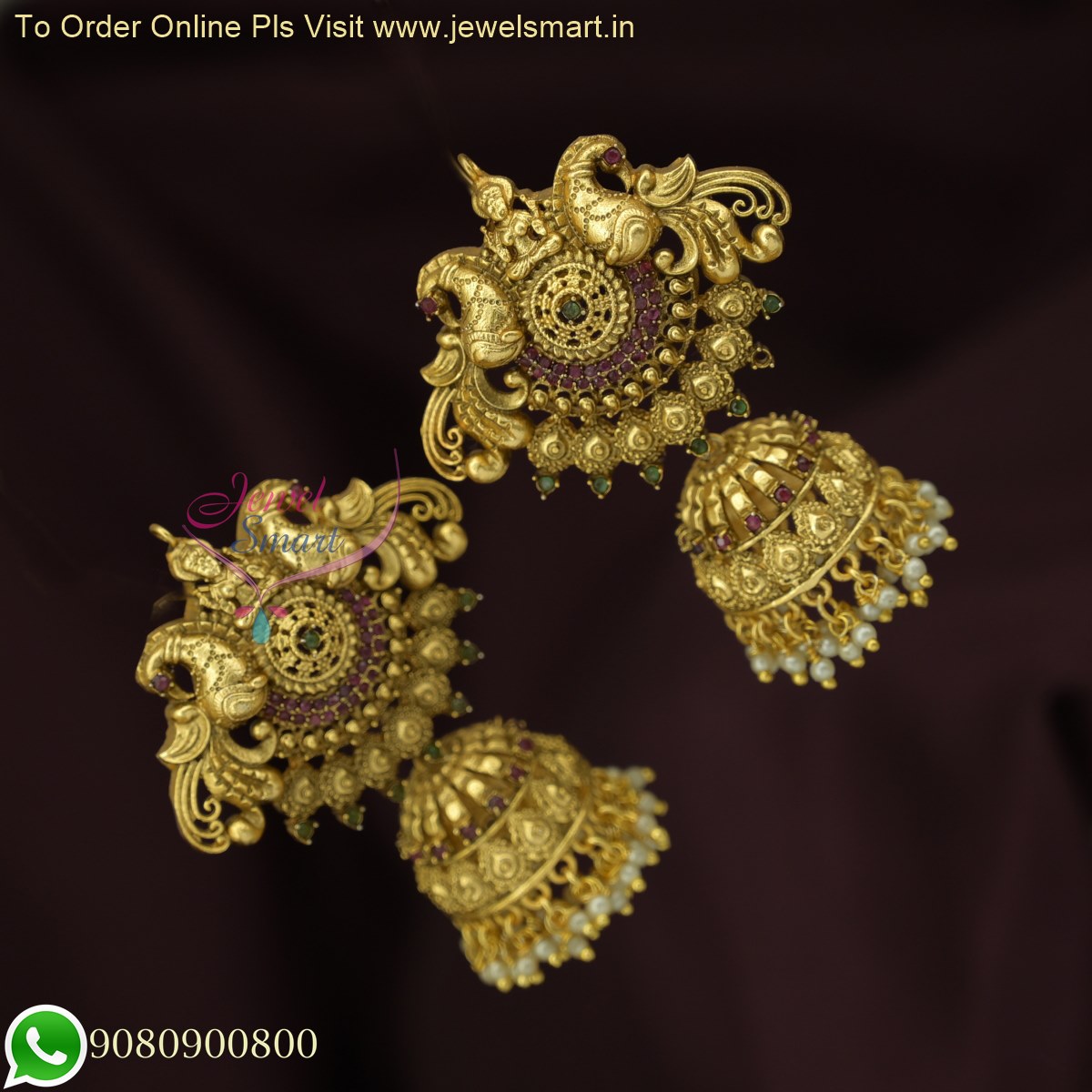 Antique South Indian Temple Earrings Design | Gold Matte Finish Earrings |  Latest Design - YouTube